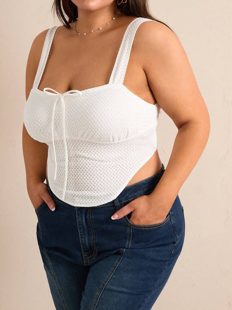 Plus Size Solid Colored Texture Camisole Top