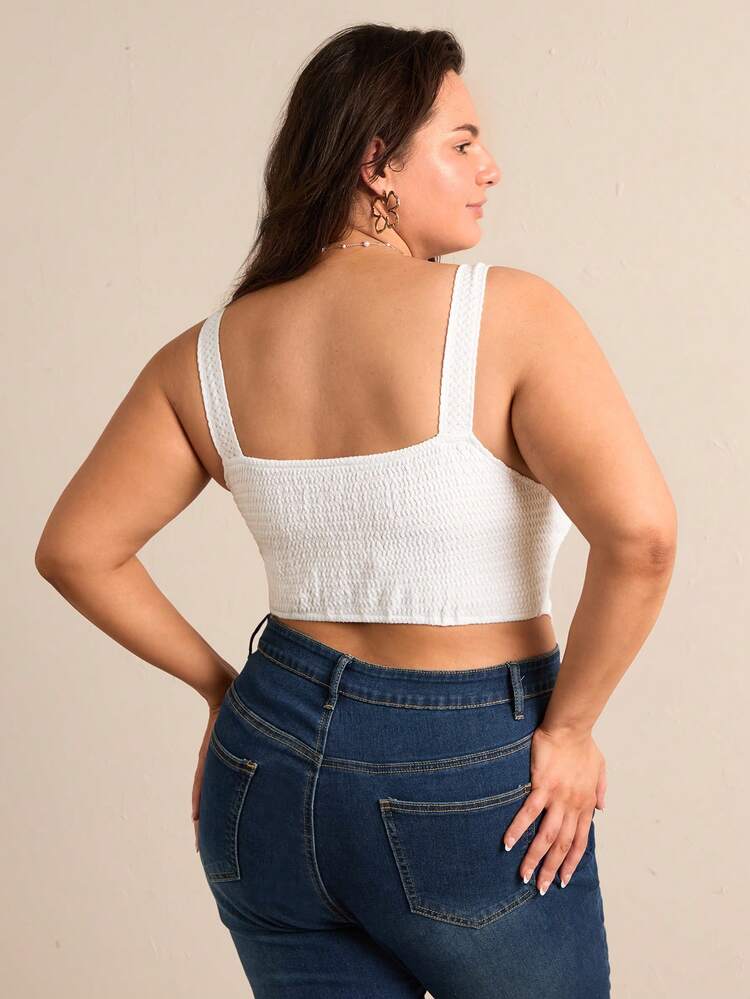 Plus Size Solid Colored Texture Camisole Top