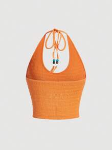 SHEIN MOD 橙色頸後束頸上衣