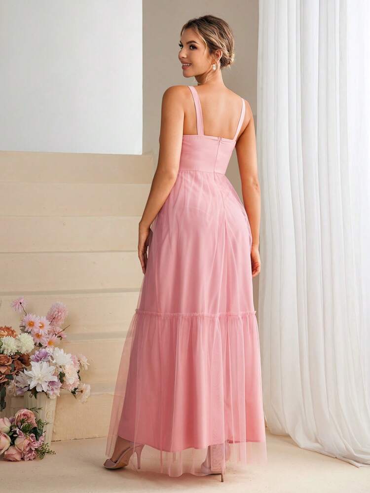 Ladies' Pleated Mesh Cami Dress