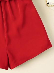 SHEIN Baby Girl Casual And ComforRuffle Ruffle Romper - Red - View 4