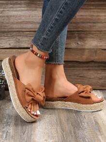 Women's Wedge Platform Sandals With Comfortable Rope Bottom Valentines - Brown - View 2