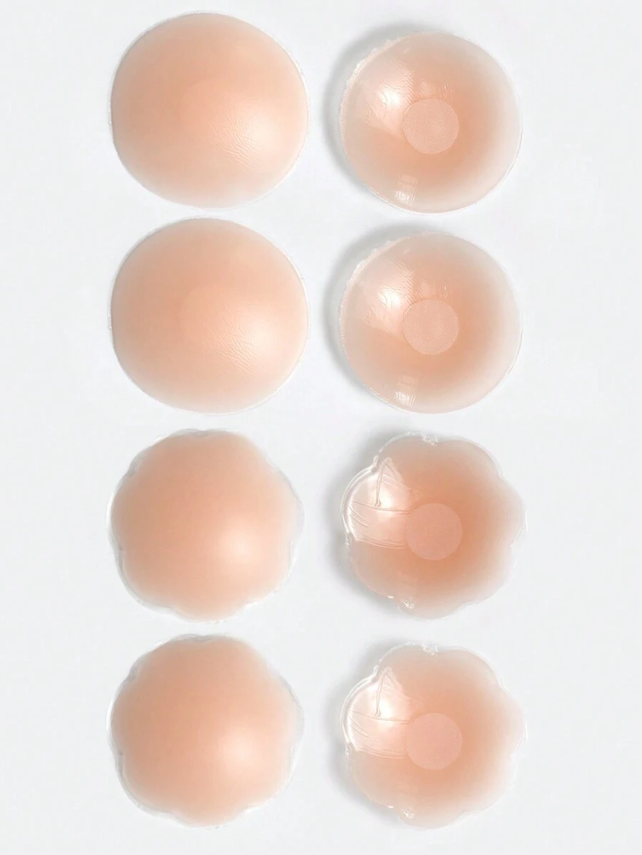 8pcs Self-Adhesive & Reusable Silicone Nipple Covers For Women's B Cup - Baby Pink - View 1