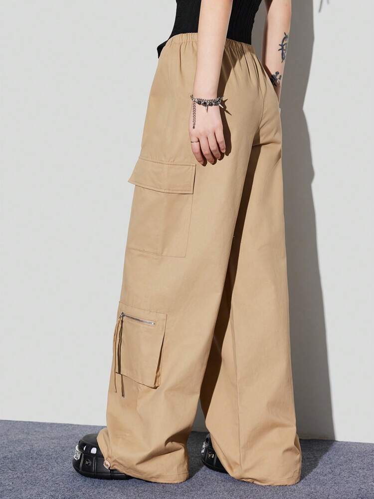 Khaki Multi-Pocket Cargo Pants