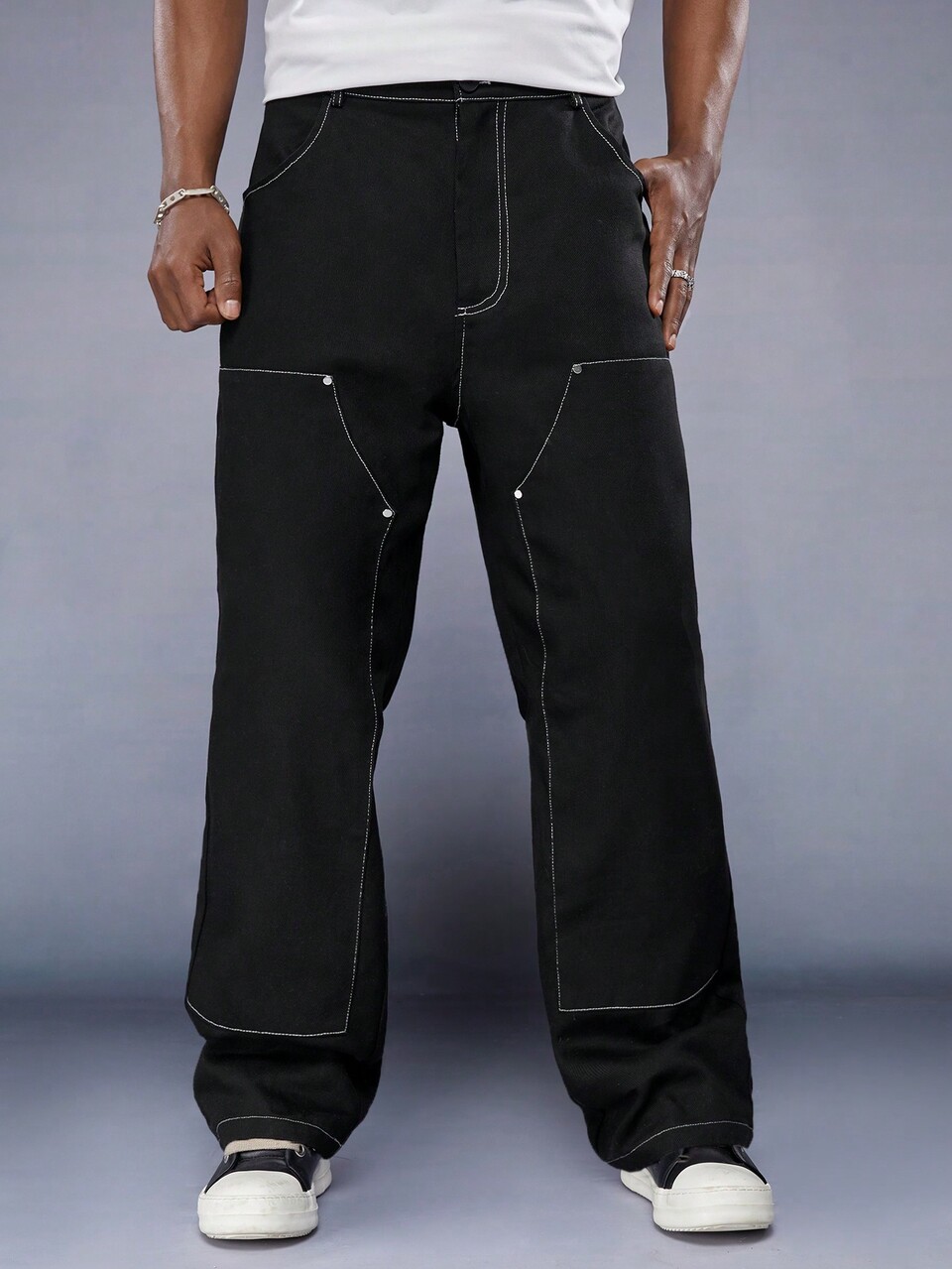 Men's Woven Casual Bright Line Straight Pants