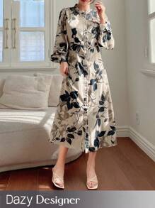 Dazy Designer Váy dài tay thiết kế hoa thanh lịch cho nữ, bèo nhún - Nhiều màu - Xem 2