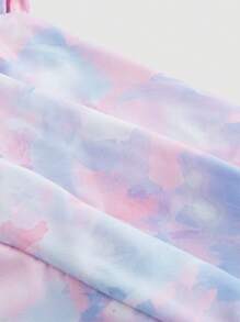 SHEIN MOD 扎染露背修身短款上衣和松紧腰裙套装 - 藍色 - 查看 6