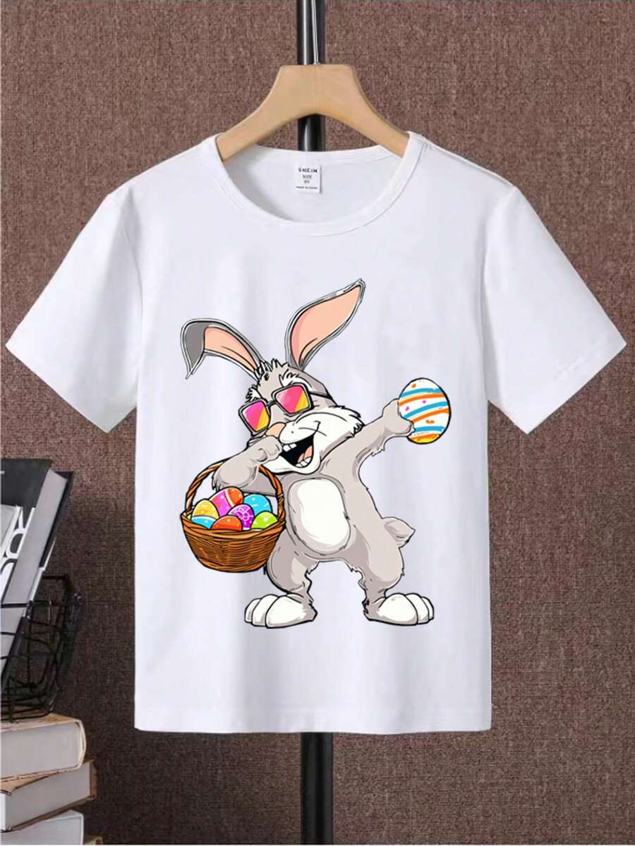 Tween Boys' Easter Bunny Printed Short Sleeve T-Shirt - White - View 1