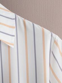 Manfinity Homme Men Striped Shirt & Drawstring Waist Shorts Without Tee