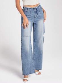 Forever 21 Ladies' Distressed Jeans With Pockets - Light Wash - View 4