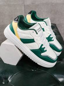 2024 Hàng mới đến Nam Cặp đôi Giày dép Chóp giầy tròn Khối màu Giải trí Thể thao Giày thể thao ngoài trời Với In thư Và Mặt trước Lace-up - Nhiều màu - Xem 3