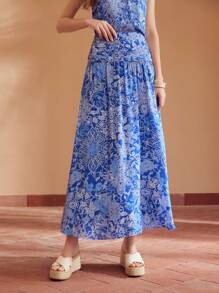 MOTF PREMIUM PLANTS PRINT RUCHED HIGH WAIST SKIRT - Multicolor - View 9