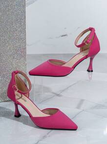 Fall/Winter 2025 Fashionable New Women's High-Heeled Comfortable Shoes With Thin Heels, Pointy & Sexy Design In Rose Red Color, Hollow Out Design, Elegant, Women Pumps,Elegant,Party Outfits