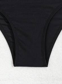 Swim Basics Conjunto de bikini de unicolor con soporte de acero incorporado para damas, conjunto de bikini de dos piezas con talle alto y aros, traje de baño, atuendo de playa, vacaciones de verano, playa de verano
