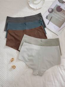 女款簡約純色無縫內褲（5入組） - 彩色 - 查看 2