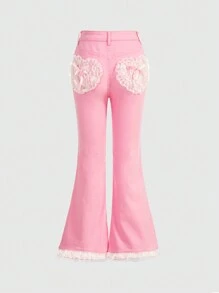 Sweetness Ren tương phản Quần ống loe - Hồng - Xem 1