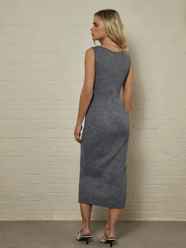 Women's Split Hem Round Neck Sleeveless Dress