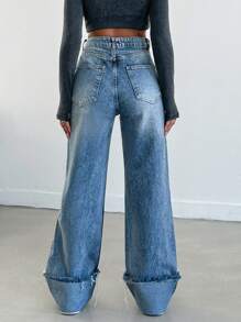 EURMUSE High-Waisted Wide Leg Baggy Jeans - Blue - View 2