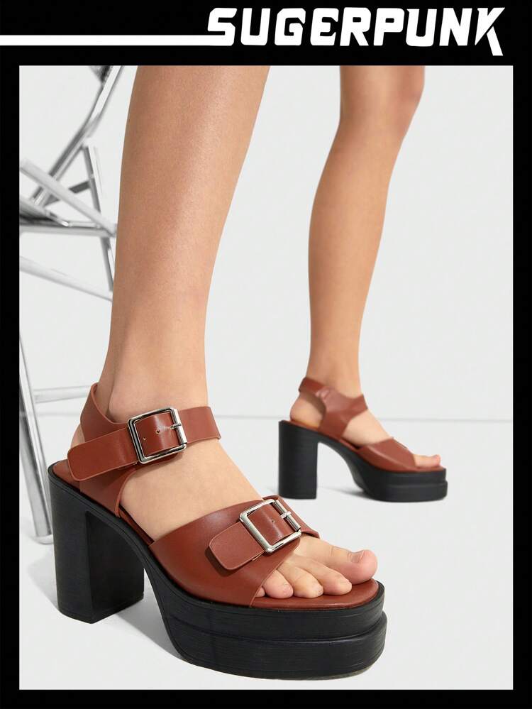 Y2K Women's Chunky High Heel Waterproof Platform Strap Sandals