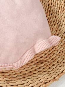 Đứa bé gái Viền Ruffle Đan Áo liền quần chặt Without Tee - Hồng - Xem 4