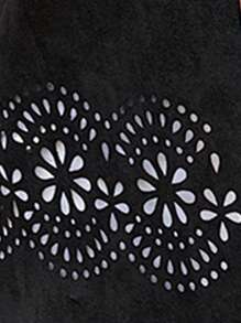 SHEIN LUNE Gilet smanicato taglie forti con design traforato e orlo con frange, adatto per l'inverno - nero - Visualizzare 6