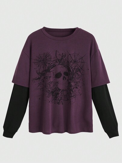 Goth 2 In 1 Skull Graphic Tee, School