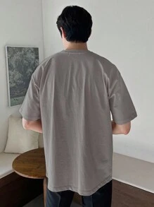 DAZY 男士夏季純色休閒t恤 - 淺灰色 - 查看 2