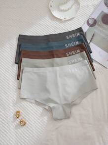 女款簡約純色無縫內褲（5入組） - 彩色 - 查看 5