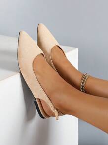 Zapatos planos de mujer con correa con hebilla y suela tipo chancla en, perfectos para actividades al aire libre - Albaricoque - Ver 5