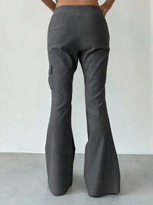 Dazy X KIMYOUJUNG Women's High-Waist Flared Pants With Waistband Design - Grey - View 2