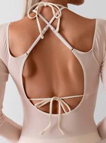 Swim EVENT Summer Women's Butterfly & Letter Printed Off-The-Shoulder Mesh Cover Up Bodysuit With Halter Neck Design