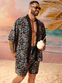 Manfinity RSRT Men's Plus Size Paisley Print Woven Casual 2-Piece Suit - Multicolor - View 4