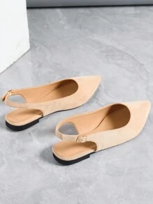Zapatos planos de mujer con correa con hebilla y suela tipo chancla en, perfectos para actividades al aire libre - Albaricoque - Ver 6