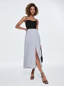 Maija Đầm màu đen và bạc xẻ hông sang trọng có dây đeo spaghetti cho nữ - Nhiều màu - Xem 4