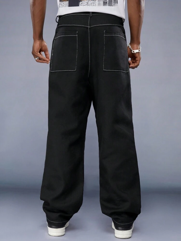 Men's Woven Casual Bright Line Straight Pants