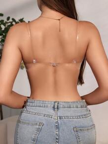 SHEIN Women's Strapless Bra With Transparent Shoulder Straps - Black - View 2