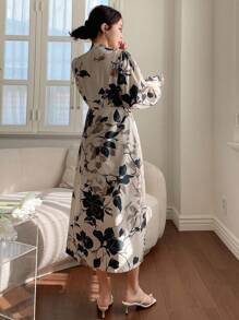 Dazy Designer Váy dài tay thiết kế hoa thanh lịch cho nữ, bèo nhún - Nhiều màu - Xem 5