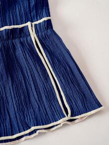 SHEIN Unity 女士紋理對比邊飾頸式上衣 - 寶藍色 - 查看 5