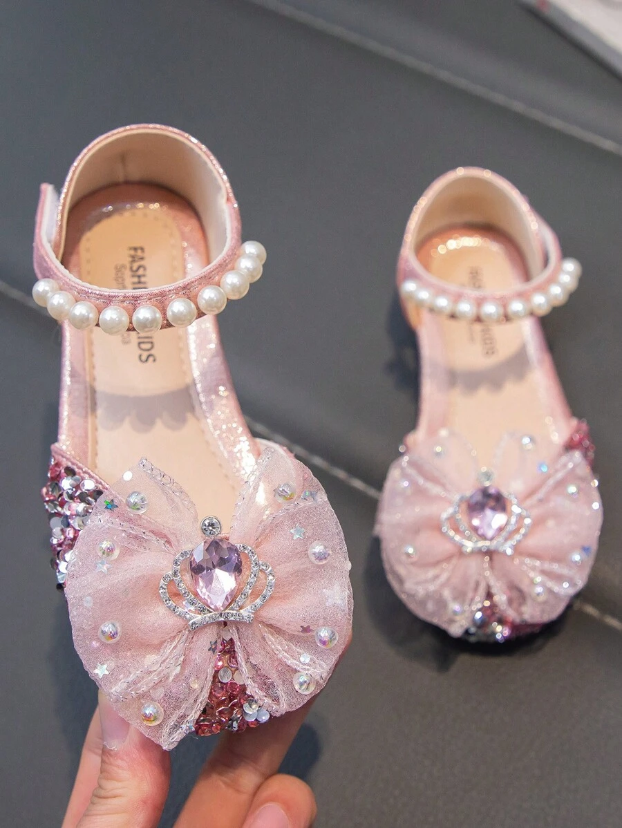 Zapatos planos para niños con pedrería, zapatos de princesa de moda para niñas - Rosa - Ver 1
