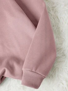 SHEIN Versatile Girly Snug Fit Pastel Pink Crew Neck Sweatshirt With City Name Print, Suitable For School, Commute, Outdoor Activities, Club Events, Family Gatherings, Spring/Autumn - Dusty Pink - View 4