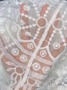 Women's Floral Mesh Kimono Cover Up - White - View 5