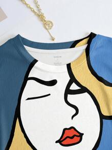 INAWLY Figure Graphic Tee Graphic Tees Women Tops