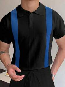 Manfinity Homme Maglia A Maniche Corte In Maglia A Blocchi Di Colore Per Uomo