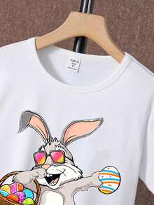 Tween Boys' Easter Bunny Printed Short Sleeve T-Shirt - White - View 4