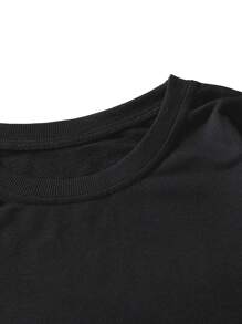 ROMWE MEN Goth Áo nỉ họa tiết chữ và hình cho nam, trường học - màu đen - Xem 5