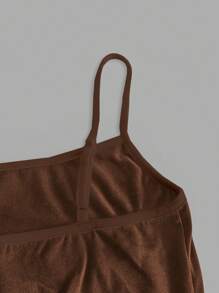 SHEIN EZwear Braunes lässiges und einfaches All-Match Camisole Top, geeignet für den Sommer, Slim Fit für Frauen