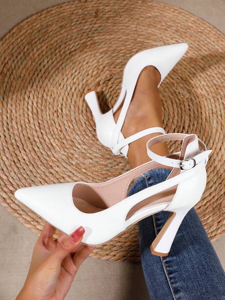 Fall/Winter 2025 Pointed Toe Thin Heel White Fashionable Party Women's High Heel Shoes,Elegant,Women Pumps - White - View 1