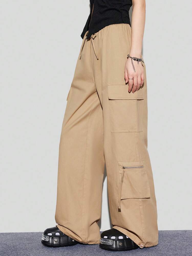 Khaki Multi-Pocket Cargo Pants