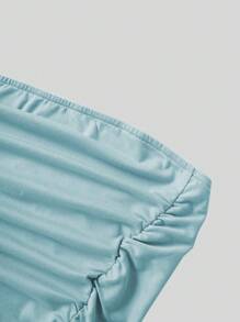 SHEIN Unity Enfärgad Veckade Tubtoppar - Mintblå - Visa 6