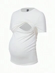 Modmama Camiseta De Lactancia unicolor Para Embarazadas - Rosa - Ver 6